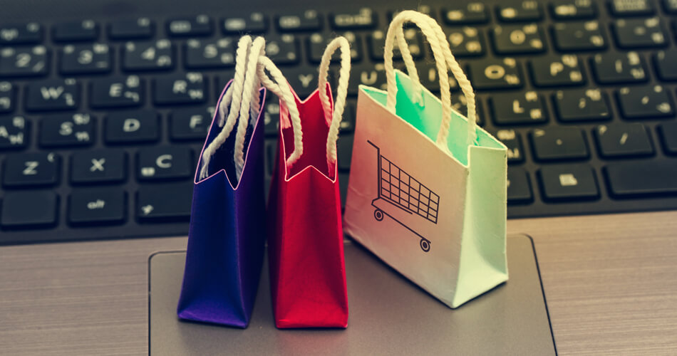 Small shopping bags on a keyboard - Don't be intimidated by digital